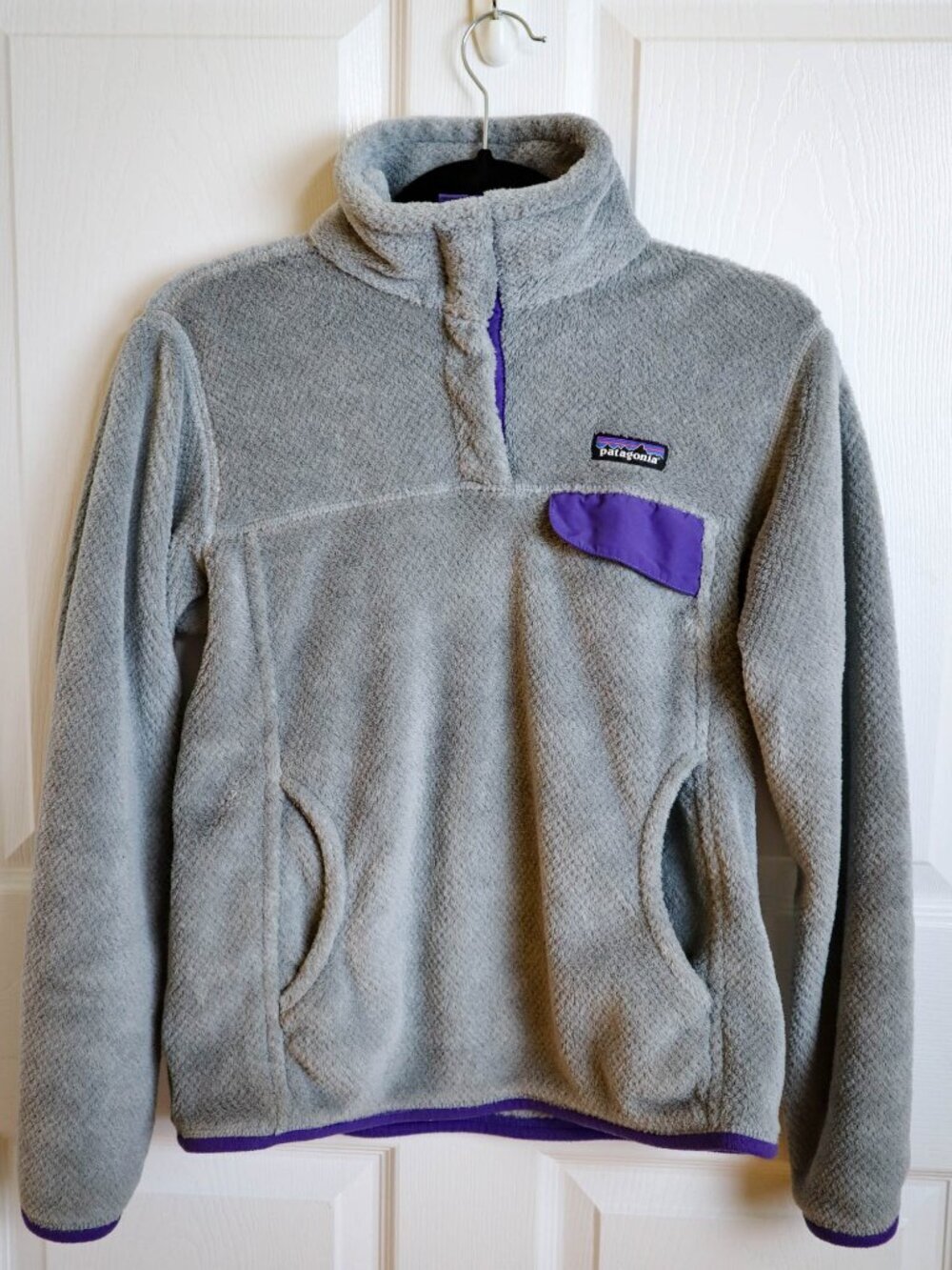 Patagonia Synchilla Snap-T Fleece Jacket Pullover Womens Sz S Gray Purple 25442